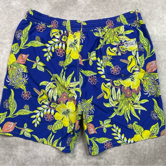 Polo Ralph Lauren Swim Trunks Men's XL Tall Blue Floral Lined Pockets Drawstring - Picture 5 of 16